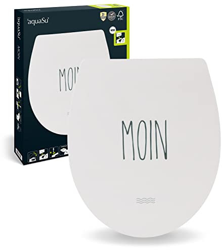 aquaSu® WC-Sitz mit Motiv Moin | Toilettendeckel mit Absenkautomatik | Belastbarkeit bis 300 kg | O-Form | Top-Fix | Take-Off | Kunststoffscharniere | Duroplast Toilettensitz | 40722 9