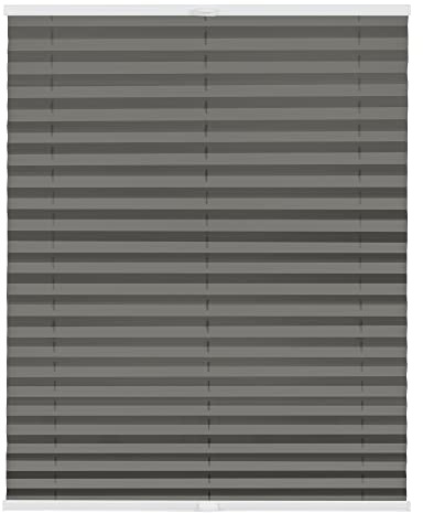 Lichtblick Plissee Klemmfix nach Maß, ohne Bohren, verspannt, Hitzeschutz, Blickdicht, Made in Germany, Thermoplissee - Grau 100 cm x 130 cm (B x L)