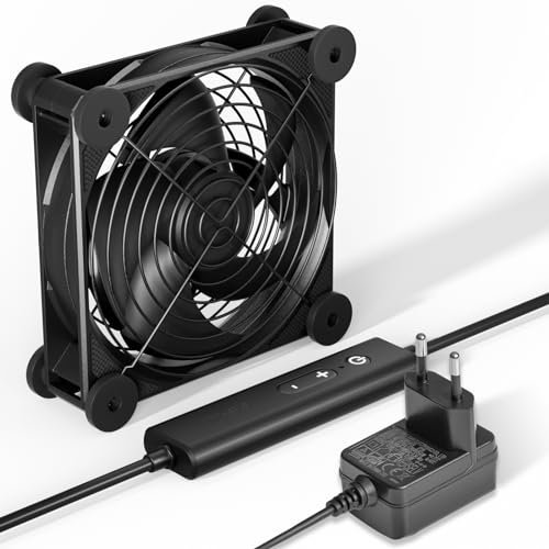 upHere Ventilatore da 220 V, ventola per PC 120 mm, ultra silenziosa, ventola AC 12 V, doppia palla a rullo, con controller di velocità, cinque regolabili, per PC/Playstation/TV Box,1 pz. (U2DC1-1)…