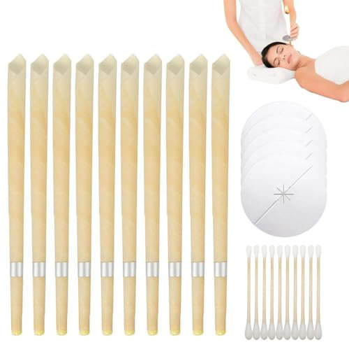 EBHO Ohrenkerzen,Ohrenschmalzentferner,Ohrkerze,Ohrenkerzen Zur Reinigung Ohrenschmalz,Ohrenreiniger,10 Mit 5 Schutzscheiben
