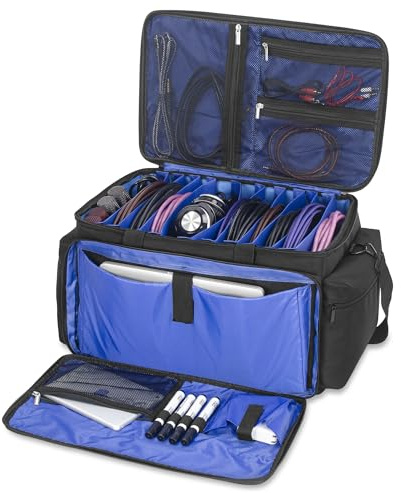AKOZLIN Cable File Bag with Detachable Dividers DJ Gig Bag Cord Organizer Case for Laptop,DJ Gear,Music Equipment Accessories