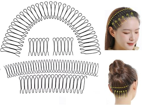 Fermagli per Capelli a U Ondulati Elastici, Clip Invisibili per Sistemare la Fronte, Accessori per Acconciature Donna, Nero (Set 5)