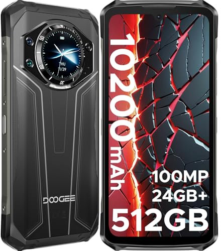 DOOGEE S119 Outdoor Handy Ohne Vertrag Android 14-1.32 Rear Screen, 512GB+24GB Outdoor Smartphone, 10200mAh/33W, 6.72 Baustellenhandy, 100MP Kamera Rugged Smartphone, IP68/3 Card Slot/NFC/Face ID