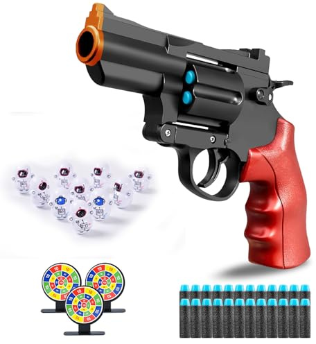SZJYMY Pistolet à balles Souples, Blasters, Shockwave, Jouet sûr, modèle de Revolver factice, Aspect Balle Souple, Mini Pistolet réaliste, pour Enfants de 3 à 8 Ans et Plus