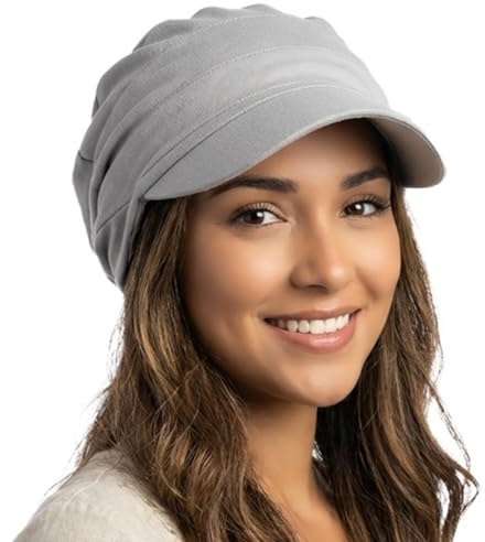 howkuhat Womens Sun Visor Hat UV Protection Baseball Cap Newsboy Cap Women Breathable Summer Hat Beanie Bonnet Cap for Everyday Outfit(UK, Alpha, L, Light Grey)