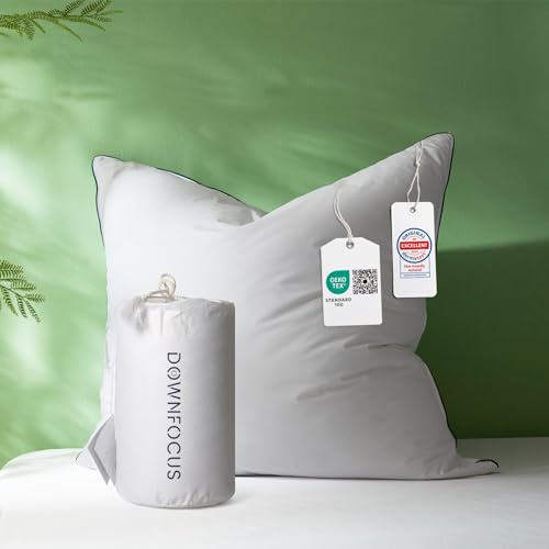 DOWNFOCUS Cuscino di alta qualità, 80 x 80,100% piuma naturale e piume, ergonomicamente ottimizzato, 3 camere, cuscino di supporto cervicale medio, testato da specialista, Oeko-Tex Zertc 80 x 80 cm