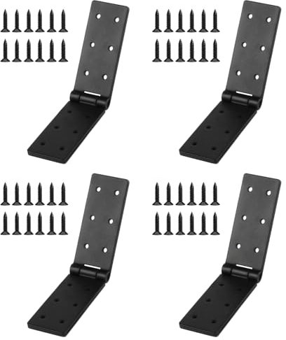 Lot de 4 charnières de porte pliantes - 200 mm - 180 ° - Noir - Charnières robustes pour tiroirs, portes de jardin et caisses