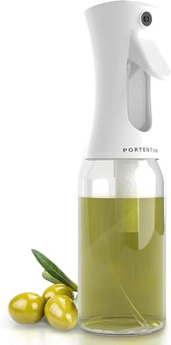 PORTENTUM Spruzzino olio per friggitrice aria 300ml Spray Olio Cucina Antigoccia, Oliera di Vetro con Dispenser Accessori Friggitrice Senza Olio