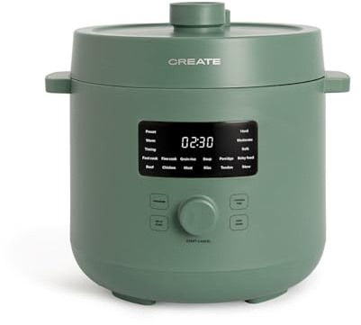 CREATE/PRESSURE COOKER STUDIO/Pentola a pressione elettrica multifunzione programmabile 6L verde salvia / 15 funzioni, timer 24h, rivestimento ceramico antiaderente, valvola di sicurezza, 1200W