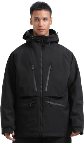 GSOU SNOW Herren Damen Snowboardjacke Baggy Skijacke Weite Snowboard Jacke Ski Jacke für Männer Frauen - Multi Pockets Wasserdicht Winddicht Atmungsaktiv Warm mit Kapuze