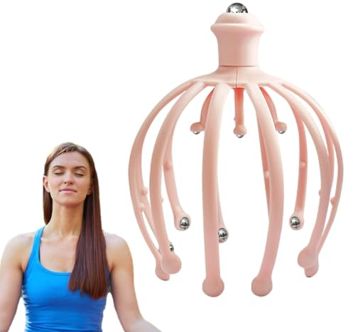 -Huvudmassageapparat | 360 graders hårbottenmassageapparat – rostfritt | stål bläckfisk huvudmassageklo, manuell hårbotten massageverktyg för stress, avkoppling, spa-läkning,