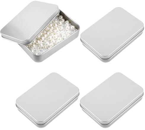 4 stycken silvermetallburkar plåtburkar med lock