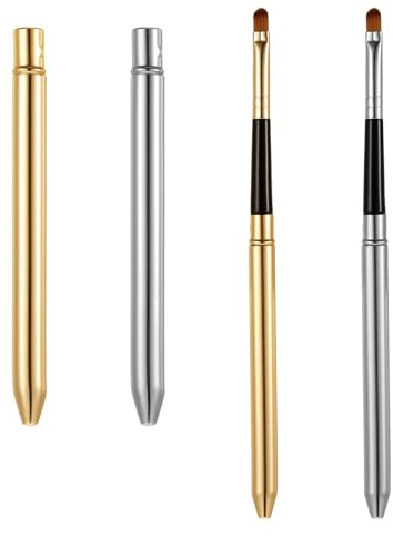 Sorcristy 2 Pcs Lipstick Brush, Lip Brush for Lipstick, Retractable Lip Brushes with Cap Portable Makeup Brushes Applicator Cosmetic Tool Kits for Travel Women Gift Gold Silver
