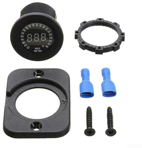 Voltmetro digitale a LED impermeabile da 12 V per auto, furgone, barca, misuratore di tensione della batteria con display a 3 cifre e indicatore grafico a colori