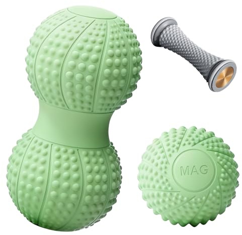 Ensemble de balles de massage et double balle de massage pour fascia, balle double pour fascia, balle de fascia, petite boule de massage pour fascias, petit diamètre 6,5 cm, longueur 13 cm, balle pour