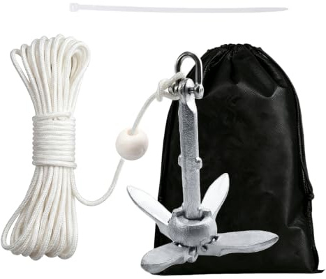 Nimblyne 0,7 kg ankarbåt-set, 4 krokar krokar med 20 m rep, 6 mm, ankarboje, bollset, galvanik, ankare för små båtar och rengöring av vattenväxter före fiske
