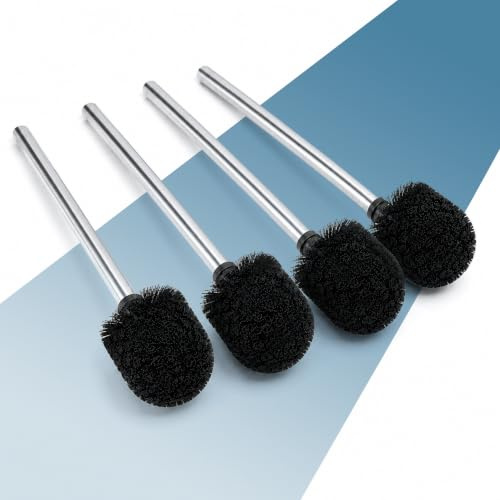 PORTENTUM Escobillas de baño Pack 4 con Mango de Acero Inoxidable 35,5 cm – Escobilla WC con Cabezal reemplazable de 8 cm de diámetro – Toilet Brush de cerdas Suaves – Accesorios baño
