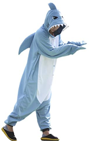 wotogold Animal Requin Pyjamas Unisexe Costumes Cosplay pour Adultes Bleu,L