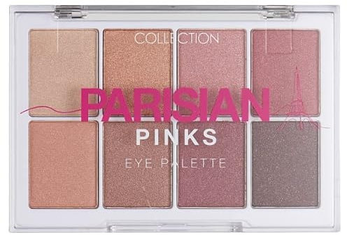 Collection Cosmetics Intensely Pigmented Colour Eye Shadow Palette with 8 Stunning Shades, Shimmering Metallic, 8.8g, Parisian Pinks