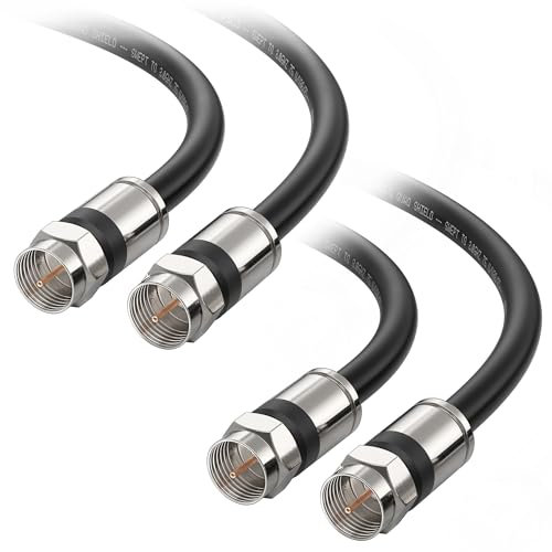 Cable Matters 2-Pack RG6 Cable CL2 in-Wall Rated (CM) Quad Shielded Coaxial Cable (Satellite Cable) 1.8m, RG6 Coax Cable Cord for TV, Digital Router, Satellite Receiver and More, in Black