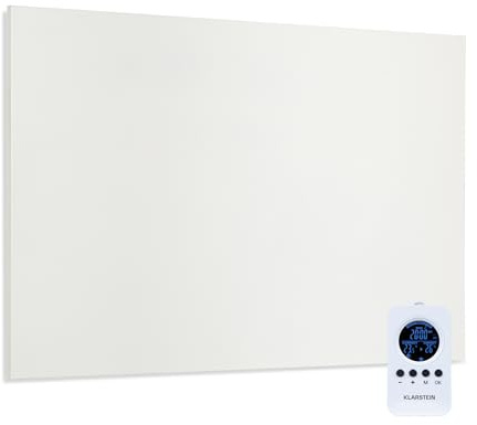 Klarstein Stufa Elettrica a Raggi IR Basso Consumo, Pannello Radiante 580W con Telecomando e Timer, Sistema di Riscaldamento per Ambienti, Senza CO2