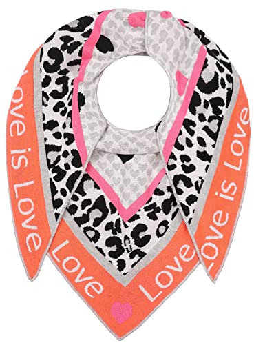 Zwillingsherz Sciarpa triangolare Love is Love Stola in lana per donne, ragazze, ragazzi e bambini, in cotone di alta qualità, con motivo a leo e cuore, sciarpa da donna per estate, autunno, inverno,