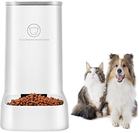 CXAFQ Distributeur Croquettes Automatique pour Chats et Chiens, Occupe une superficie de 0,045 mètre carré, Conception amovible, facile à nettoyer, BPA Free (Blanc 3.8L)