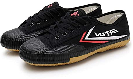 VEACAM Unisexe Martial Arts Chaussures Non-Slip Kung Fu Tai-Chi Entraîneurs Enfants Adultes Wushu Chaussures Toile Entraînement Quotidien Exercices Chaussures,Noir,40