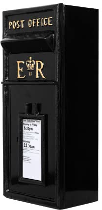 ACL Royal Mail Boîte aux Lettres ER avec Serrure – Design en Fonte pour Plus de durabilité – Fixation Murale avec 4 Trous pré-percés – Facile à Installer – Verrouillable pour Plus de sécurité – Noir