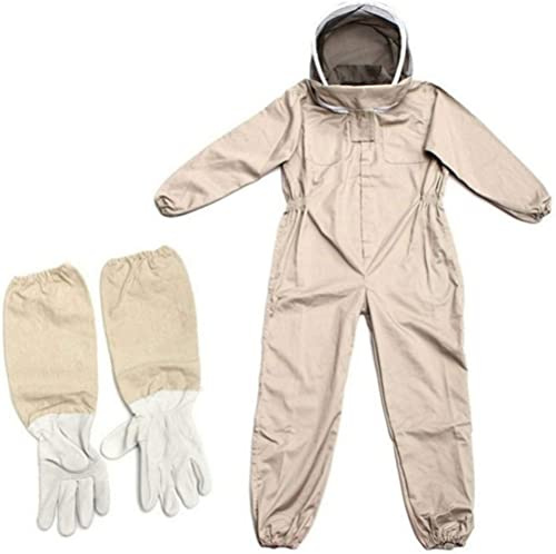 Yusat Bienenanzug, Ganzkörper-Imkerkleidung mit Handschuhen Imkerschutzanzüge Imkeranzug Bienenzüchterausrüstung Overalls Bienen-Outfit (L)