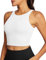 QUEENIEKE Damen Sport BH Gepolstert Ohne Bügel Crop Tops Atmungsaktive Yoga Tank Top Fitness Workout Sports Bra (Weiß, 36)