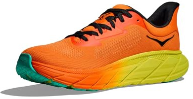 HOKA Mens Arahi 7 Textile Electric Tangerine Black Trainers 8.5 UK