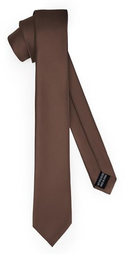 Ladeheid Cravate classique pour hommes, mate, parfaite pour le bureau et les festivités, couleurs variées - Idéale pour les réunions d'affaires, mariages 150cm x 6cm TMM-6 (150cm x 6cm, Marron)