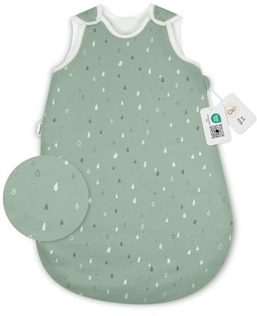 Ehrenkind® Babyschlafsack | Rund 2.5 TOG | Bio-Baumwolle | Ganzjahres Schlafsack Gr. 62/68 Jade Tropfen | Oeko-Tex | Winter und Sommer für Kinder