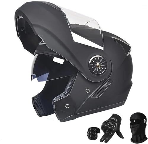 Motorcykelhjälm män kvinnor och män, systemhjälm, jethjälm med hakskydd, integralhjälm, skoterhjälm, motorcykelhjälm med ECE DOT-certifiering B 54–59 cm