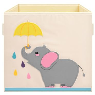 Aufbewahrungsbox Kinder Groß für Mädchen Jungen, Faltbare Spielzeugkiste für Kallax Regal Einsätze mit Griff, Spielzeug Aufbewahrung und Storage Korb im Kinderzimmer Schlafzimmer, 33×33×33cm(Elefant)