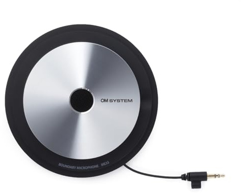 OM SYSTEM Olympus ME33 Table Top Conference Meeting Omni-Directional Microphone with Daisy Chain Capabilities, Black and Silver