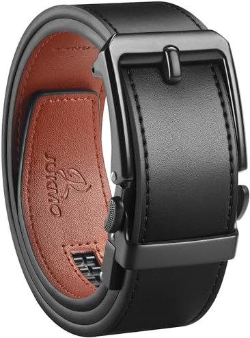JUKMO 1.5“ (38mm) Leder-Ratschengürtel für Männer in Geschenkbox (Schwarz, Medium)