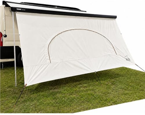 AIRIS Markisframvägg för husbil och husvagn, 390 x 190 cm – insyns- och solskydd för markiser, premium bomullsblandning, vattenavvisande, starkt sol- och värmeskydd