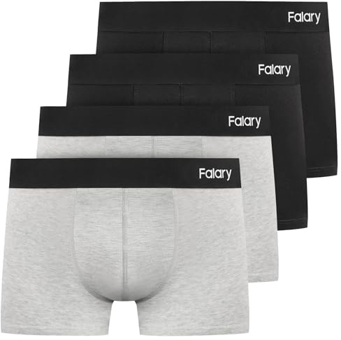 FALARY Boxer Shorts para Hombre, Calzoncillos para Hombre, Pantalones Cortos Retro para Hombre, Calzoncillos Deportivos para Hombre, Paquete De 4, Negro/Gris XL