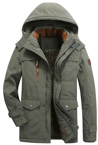 Hsternexy Giacca da sci da uomo, foderata, spessa giacca invernale softshell jack, fodera in pile, calda, giacca funzionale con cappuccio, giacca da lavoro da uomo, A1-AG, 5XL