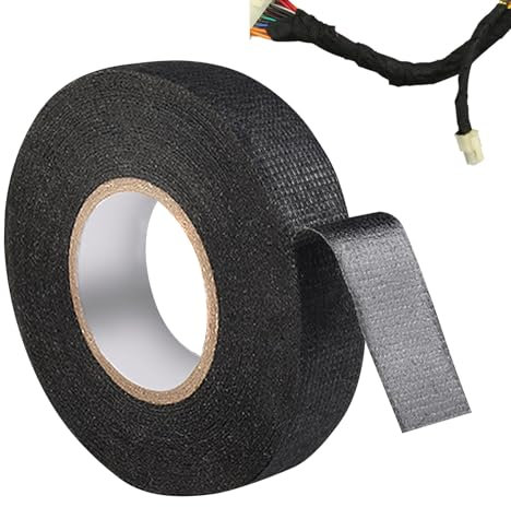 Wiring Harness Tape Black Electrical Tapes 19mm x 25m Adhesive Fabric Tape for Clothes Tape Heat Resistant Insulating Wiring Loom Tapes for Wire Cable Management Repairing And Protecting Wires