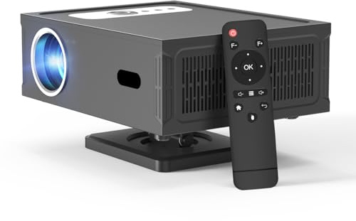 Teuyau Miniprojektor Full HD 1080P stöder 4K, smart projektor med WiFi 6 BT 5.0 och 360° avtagbart stativ, miniprojektor med stöder bil horisontell trapetsjustering och fjärrfokus