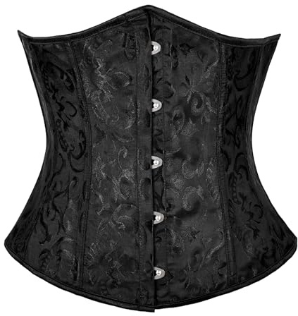 TRIWORKS Women's Underbust Corset Satin Waist Cincher Lace Up Corset | Underbust Boned Brocade Waist Training Halloween Gold, 6XL