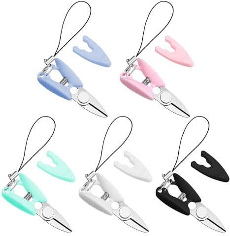 Tyqour Lot de 5 mini ciseaux de voyage avec housse pour couture, découpe de papier, travaux manuels et fil, couleurs assorties