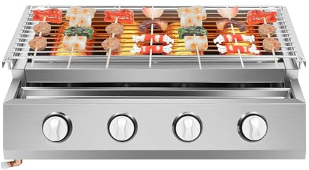 4 brännare gasgrill med justerbar höjd, infraröd keramisk gasgrill rostfritt stål med stor grillyta för utomhus camping picknick