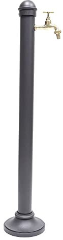 Säulenbrunnen aus Stahl Farbe Grauguss mit Wasserhahn für Haus Garten Außen Modell Enna