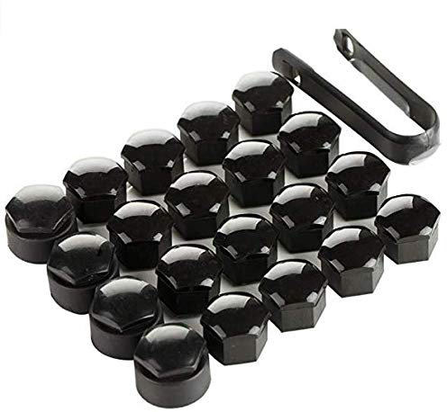 AUTOUTLET 20 Pcs Black Wheel Nut Caps Bolt Covers 17 mm Universal including 16 Standard Ones 4 Locking Ones Removal Tool