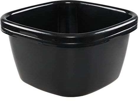 Gloreen 18 Quart Deep Wash Basins 2 Pack, Plastic Square Dishpan Tub, Black