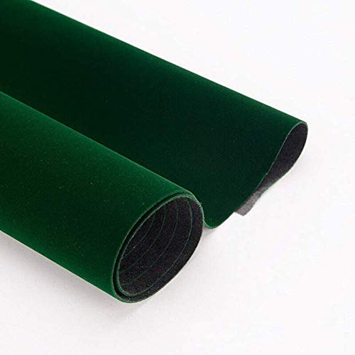 Self Adhesive Vinyl Film Velvet Flock Furniture Sticker Liner for Jewelry Displays Shelf Drawer Dresser Cabinets Liner Arts Crafts Decor (Green, 45CMx2.5M)
